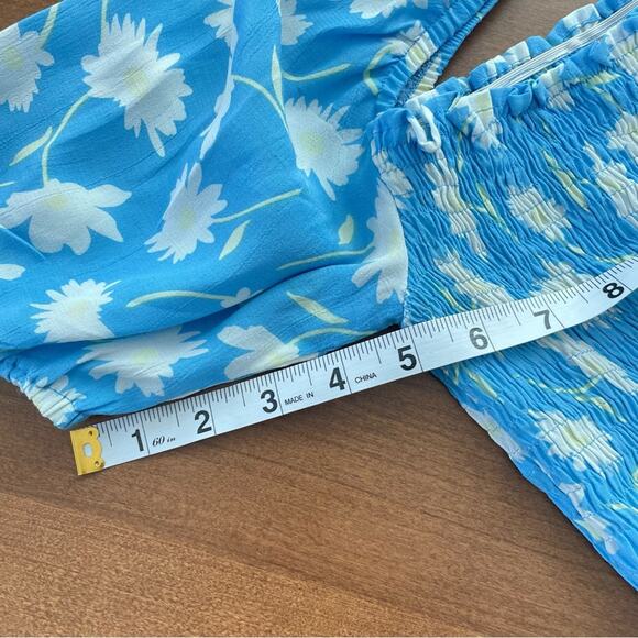 Faithfull the Brand | Women’s Blue Leyla Midi Dress Floral Puff Sleeve Anthro 4 - Picture 10 of 12